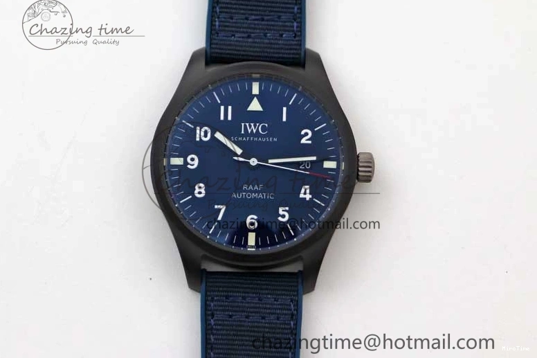 MIROTIME 0710 BestValue Mark XVIII IW328101 Black Ceramic M+F 1:1 Best Edition Blue Dial on Blue Nylon Strap A 7058